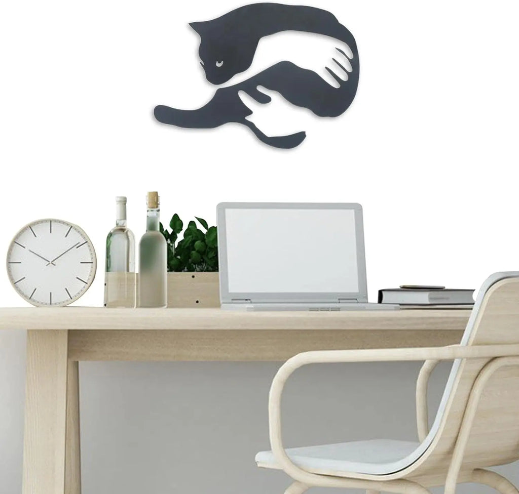 Black Metal Cat Wall Decoration