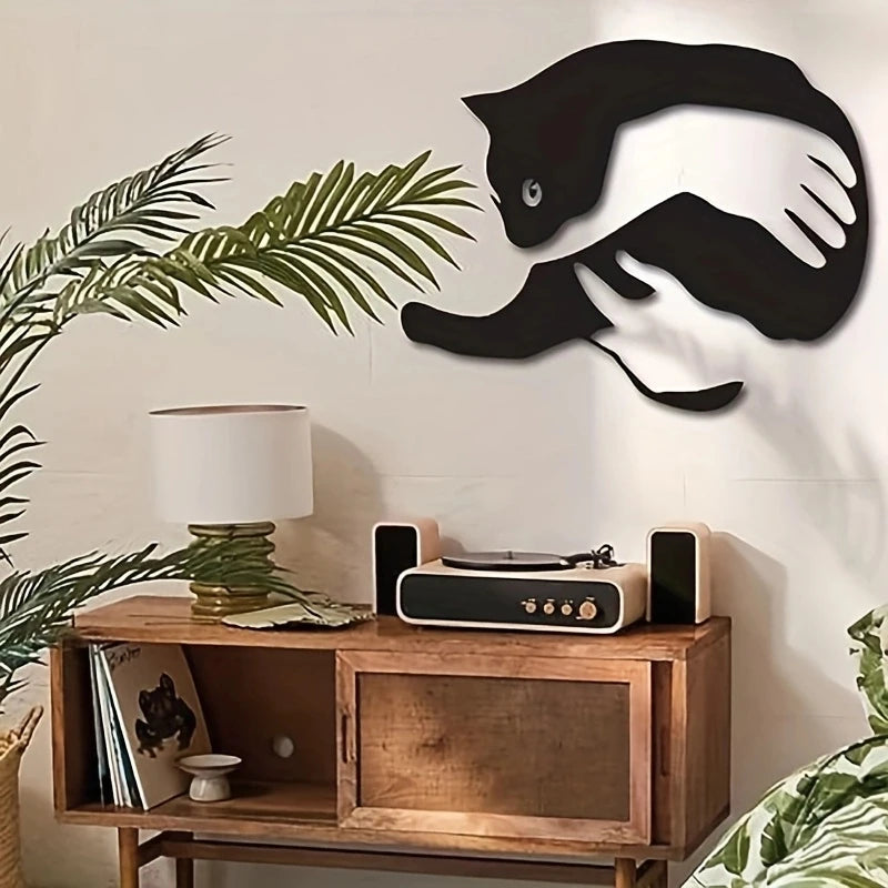 Black Metal Cat Wall Decoration